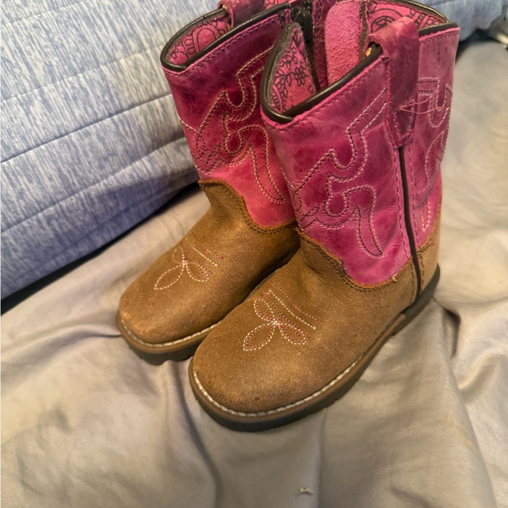 Shyanne Pink and Brown Paisley Boots